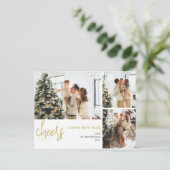 3 Foto Elegant Script Modern Gelukkig Nieuwjaar Feestdagenkaart (Staand voorkant)