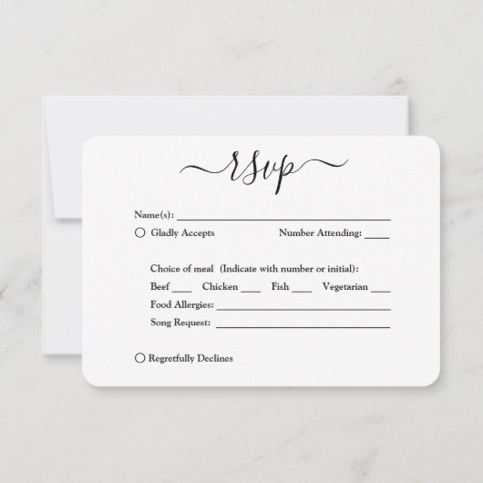 3 Foto Elegant Simple Script Kindly Reply Wedding RSVP Kaartje (Achterkant)