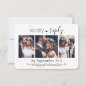 3 Foto Elegant Simple Script Kindly Reply Wedding RSVP Kaartje (Voorkant)