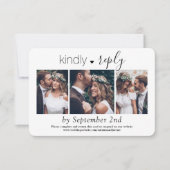 3 Foto Elegant Simple Script Kindly Reply Wedding RSVP Kaartje (Voorkant)
