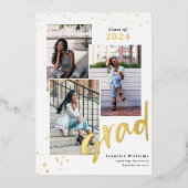 3 Foto Elegante Chic Folie Graduation Aankondiging (Voorkant)