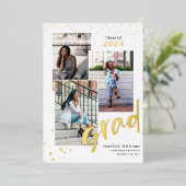 3 Foto Elegante Chic Folie Graduation Aankondiging (Staand Voorkant)