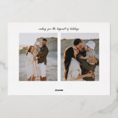 3 foto elegante script folie kerstkaart feestdagenkaart (Achterkant)