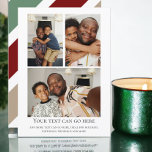 3 Foto en gestripte achterkant sjabloon<br><div class="desc">Vet Retro Kerstmis kleuren,  platte kaarten. Gepersonaliseerd met uw eigen foto's en tekst van Ricaso .. voeg uw eigen details toe aan deze prachtige kaarten die een indruk zullen maken met gestripte kleuren aan de achterkant</div>