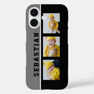 3 Foto en naam uniek op maat gemaakt gepersonalise iPhone 16 Hoesje