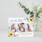 3 Foto Eucalyptus Sunflower Weddenschap Save the D Briefkaart (Staand voorkant)