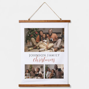 3 Foto Familiale Kerstsouvenir Hangend Wandkleed