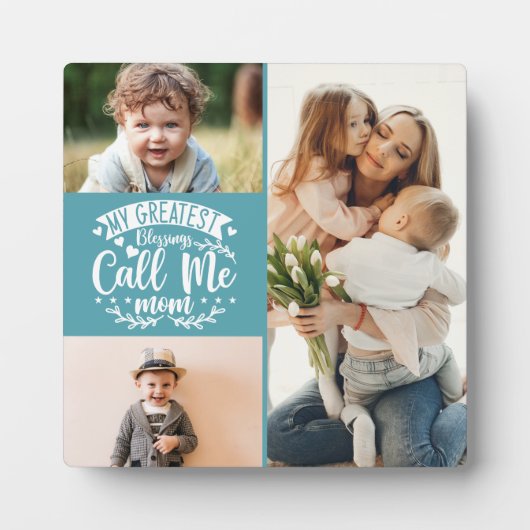 3 foto familie collage mam keepomwille moederdag fotoplaat (Voorkant)
