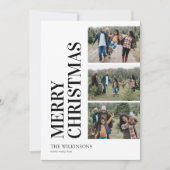 3 Foto Familie Vrolijk Kerstfeest Feestdagenkaart (Voorkant)