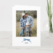 3 Foto Feestelijke Dusty Blue Christmas Bow Ribbon Feestdagen Kaart (Achterkant)