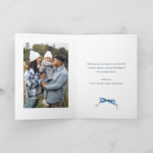3 Foto Feestelijke Dusty Blue Christmas Bow Ribbon Feestdagen Kaart (Binnen)