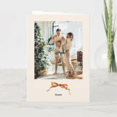 3 Foto Feestelijke Kerst Boho Beige Bow Ribbon Feestdagen Kaart (Achterkant)