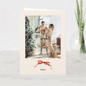 3 Foto Feestelijke Kerst Boho Red Bow Ribbon Feestdagen Kaart (Achterkant)