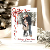 3 Foto Feestelijke Kerst Boho Red Bow Ribbon Feestdagen Kaart