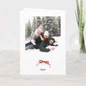 3 Foto Feestelijke Kerst Boho Red Bow Ribbon Feestdagen Kaart (Achterkant)