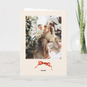 3 Foto Feestelijke Kerst Boho Red Bow Ribbon Feestdagen Kaart (Achterkant)