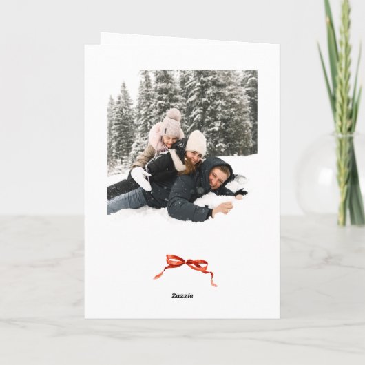 3 Foto Feestelijke Kerst Boho Red Bow Ribbon Feestdagen Kaart (Achterkant)