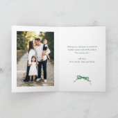 3 Foto Feestelijke Sage Green Christmas Bow Ribbon Feestdagen Kaart (Binnen)