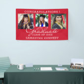 3 Foto Felicitaties Geslaagd Afstuderen Rood Spandoek (Beurs)