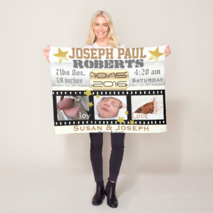 3 Foto Filmster Filmspoel Zilver Bokeh en Goud Fleece Deken