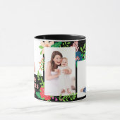 3 Foto Floral Moederdag Black Coffee Mok (Midden)