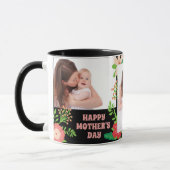 3 Foto Floral Moederdag Black Coffee Mok (Links)