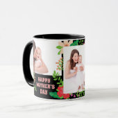 3 Foto Floral Moederdag Black Coffee Mok (Voorkant links)