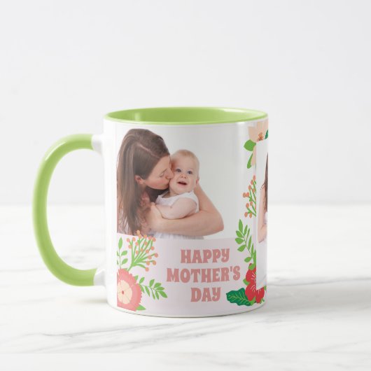 3 Foto Floral Moederdag Coffee Mok (Links)