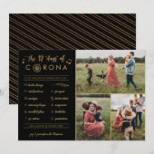 3 Foto Funny Twelve Days Corona Modern Gold Black Feestdagenkaart (Voorkant / Achterkant)