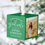 3 Foto Gefeliciteerd Elegant Afstuderen Green Decoratie<br><div class="desc">Herdenking van de prestatie van de afgestudeerde met een aangepast 3-foto-groen, wit en zwart afstuderen-kerstversiering. Afbeeldingen en formuleringen in deze sjabloon zijn eenvoudig aan te passen. (AFBEELDING PLACEMENT TIP: Een gemakkelijke manier om een foto precies te centreren hoe u wilt is het te bebouwen alvorens aan de website van Zazzle...</div>