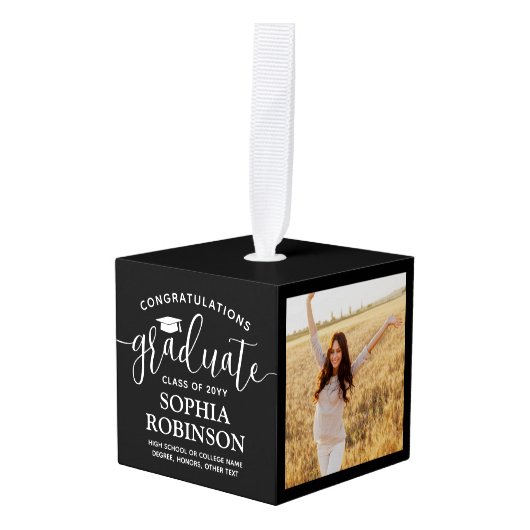 3 Foto Gefeliciteerd Modern Afstuderen Black Decoratie (Voorkant hoekig)