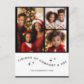 3 Foto Gepersonaliseerd Vakantie Comfort en Joy Feestdagenkaart (Voorkant)