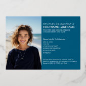 3 Foto Graduation Party Modern Script Gold Folie Uitnodiging (Achterkant)