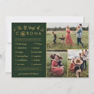 3 Foto Grappig Twaalf Dagen Corona Modern Goud Gro Feestdagenkaart