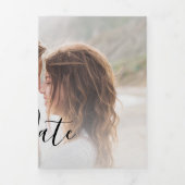 3 Foto Handgeschreven bruiloft Bewaar de datum Drieluik Aankondiging (Cover)