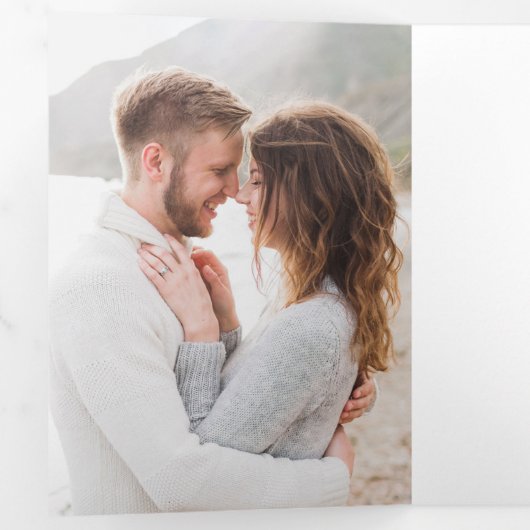 3 Foto Handgeschreven bruiloft Bewaar de datum Drieluik Aankondiging (Binnenzijde eerst)