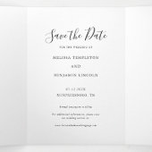 3 Foto Handgeschreven bruiloft Bewaar de datum Drieluik Aankondiging (Binnenkant midden)