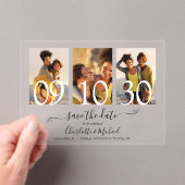 3 Foto Handtekening Script Trouw Save The Date Acryl Uitnodigingen (Insitu (Draagbaar))