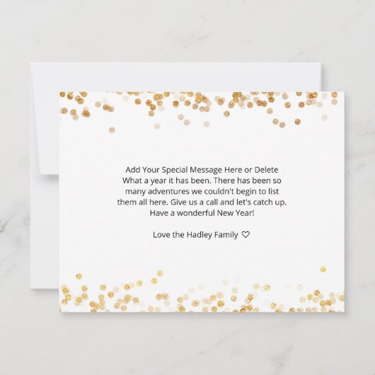 3 Foto Happy Nieuwjaar Kaart Notitiekaartje (Achterkant)