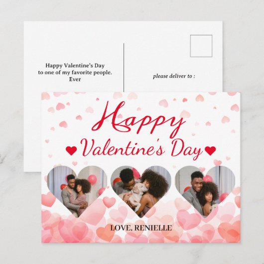 3 foto Hart collage Valentijnsdag paar Feestdagenkaart (Voorkant / Achterkant)