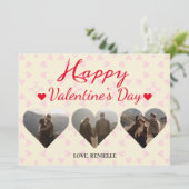 3 foto Hart collage Valentijnsdag paar Feestdagenkaart (Staand voorkant)