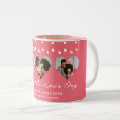 3 foto Hart collage Valentijnsdag paar Tweekleurige Koffiemok (Voorkant rechts)