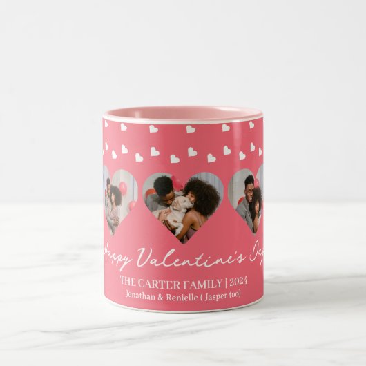 3 foto Hart collage Valentijnsdag paar Tweekleurige Koffiemok (Center)