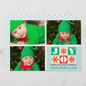 3 Foto Holiday Joy Snowflake Foto Feestdagenkaart (Voorkant / Achterkant)