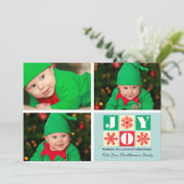 3 Foto Holiday Joy Snowflake Foto Feestdagenkaart (Staand voorkant)