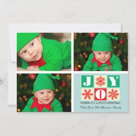 3 Foto Holiday Joy Snowflake Foto Feestdagenkaart