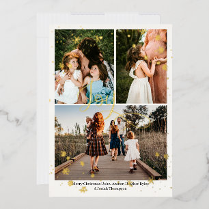 3 Foto Holiday Snowflakes Gold Foil kaart