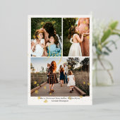 3 Foto Holiday Snowflakes Gold Foil kaart (Staand Voorkant)