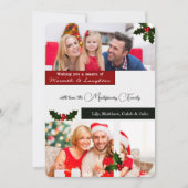 3 Foto Holly en bessen Kerstmis Feestdagenkaart (Voorkant)