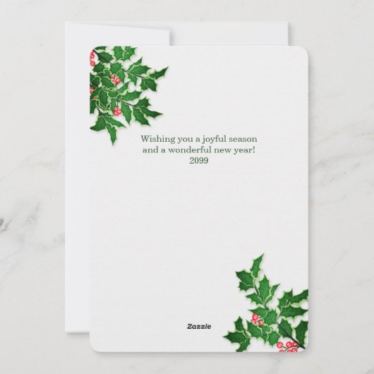 3 Foto Holly en bessen Kerstmis Feestdagenkaart (Achterkant)